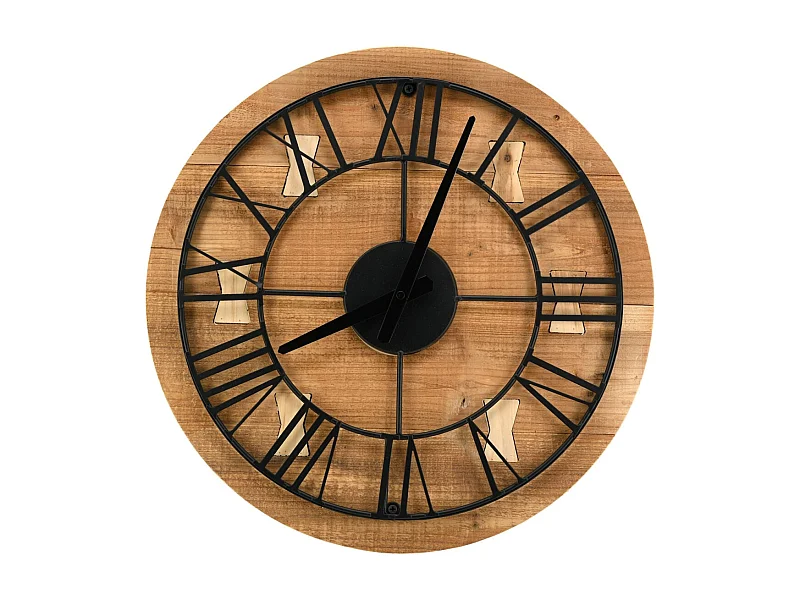 Horloge en bois recyclé et métal
