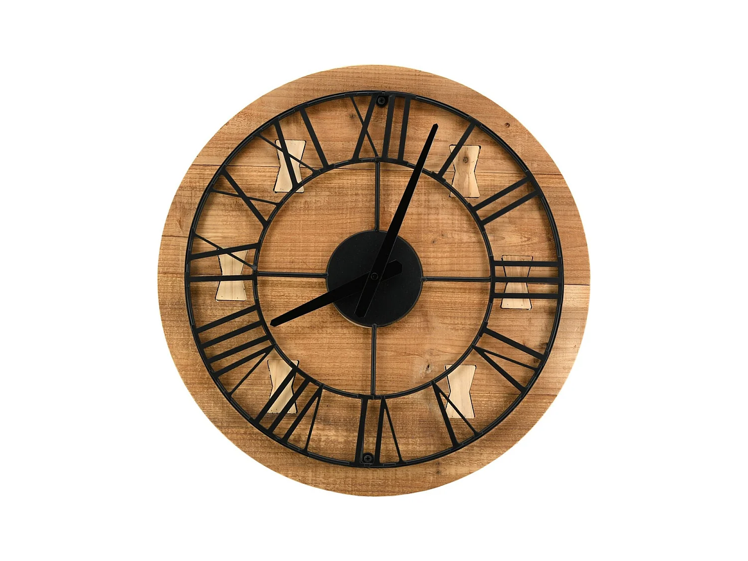 Horloge en bois recyclé et métal