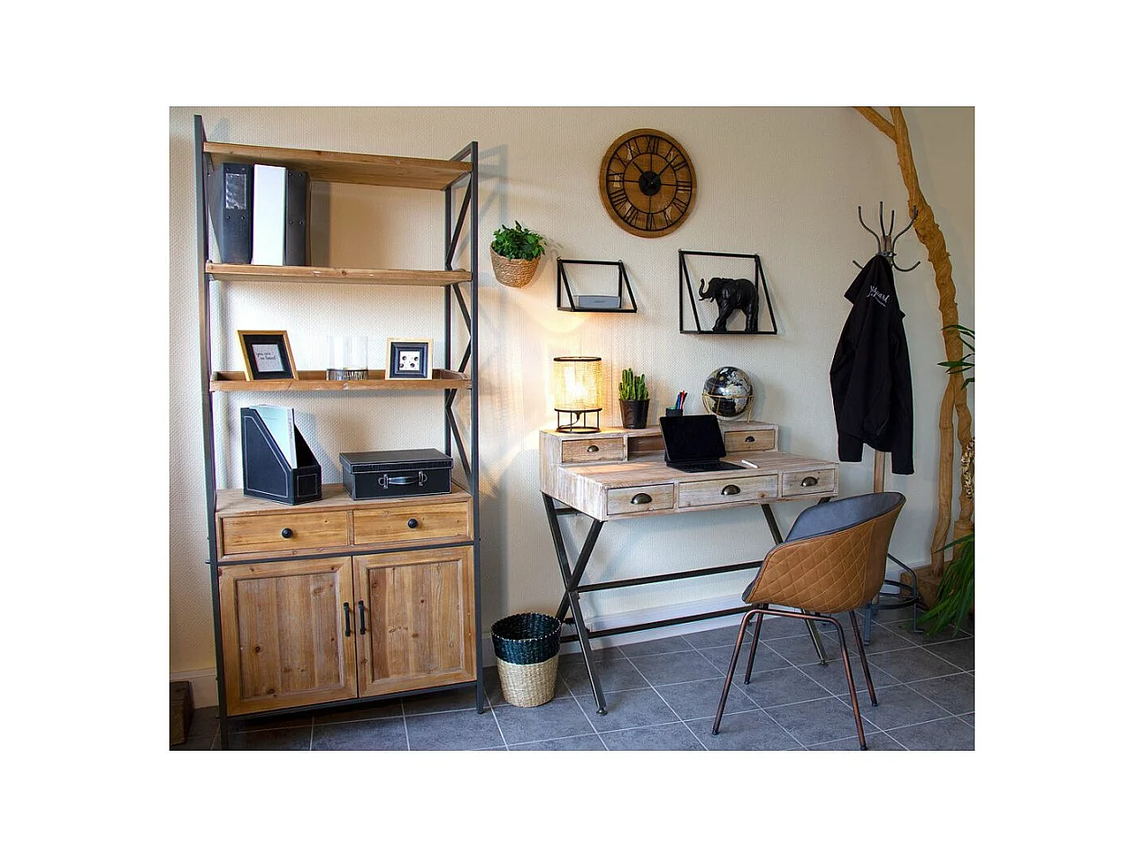 Horloge en bois recyclé et métal