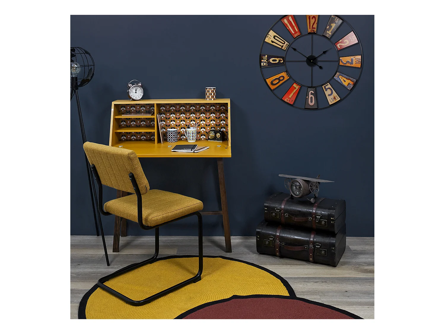 Horloge A Poser Avion Vintage Noir