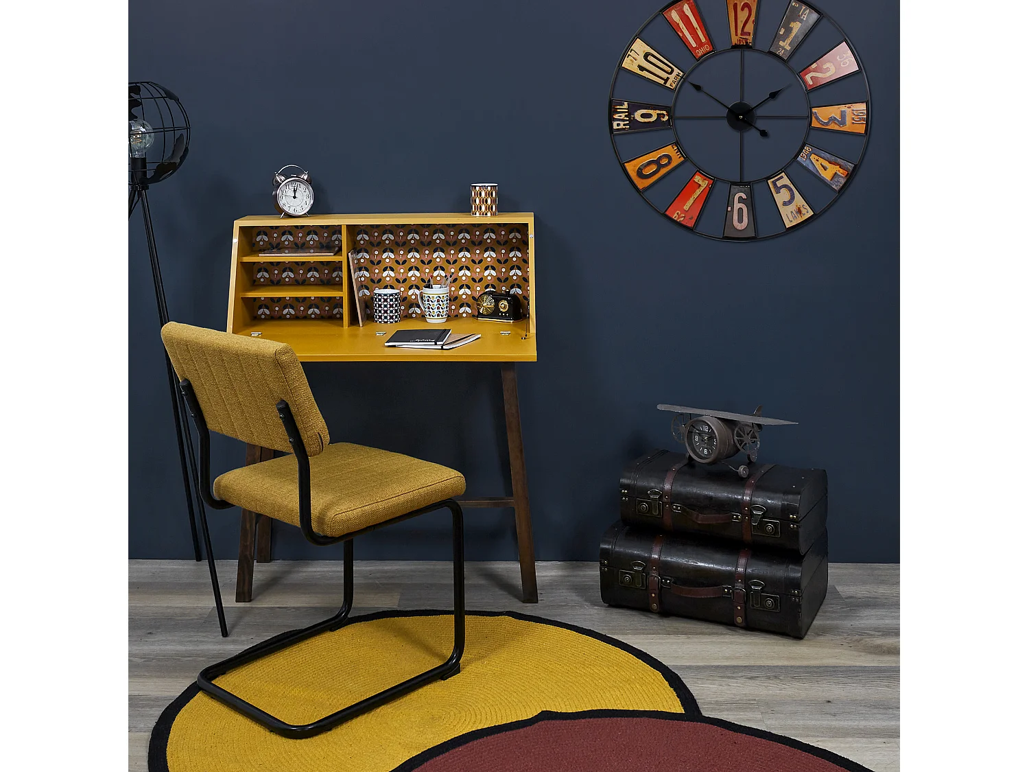 Horloge A Poser Avion Vintage Noir