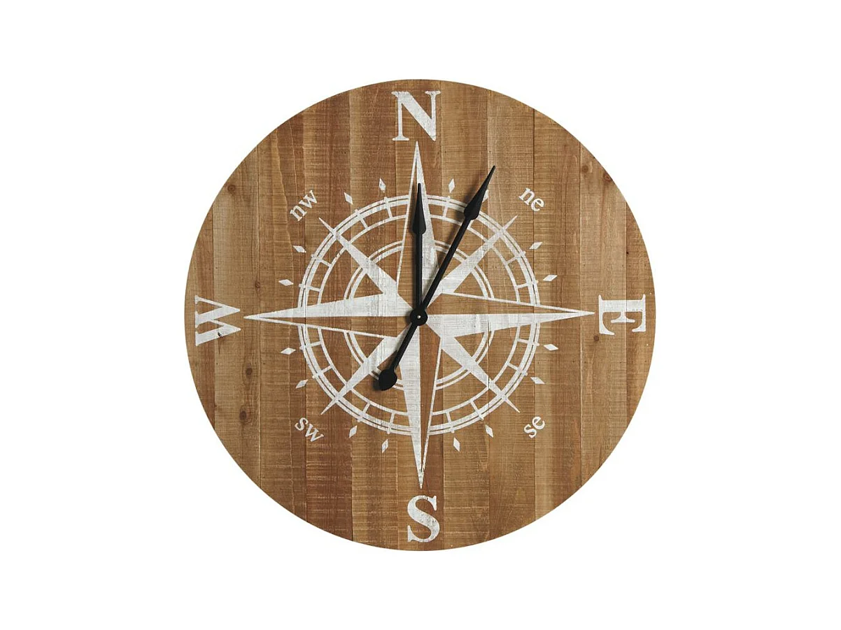 Horloge boussole en bois