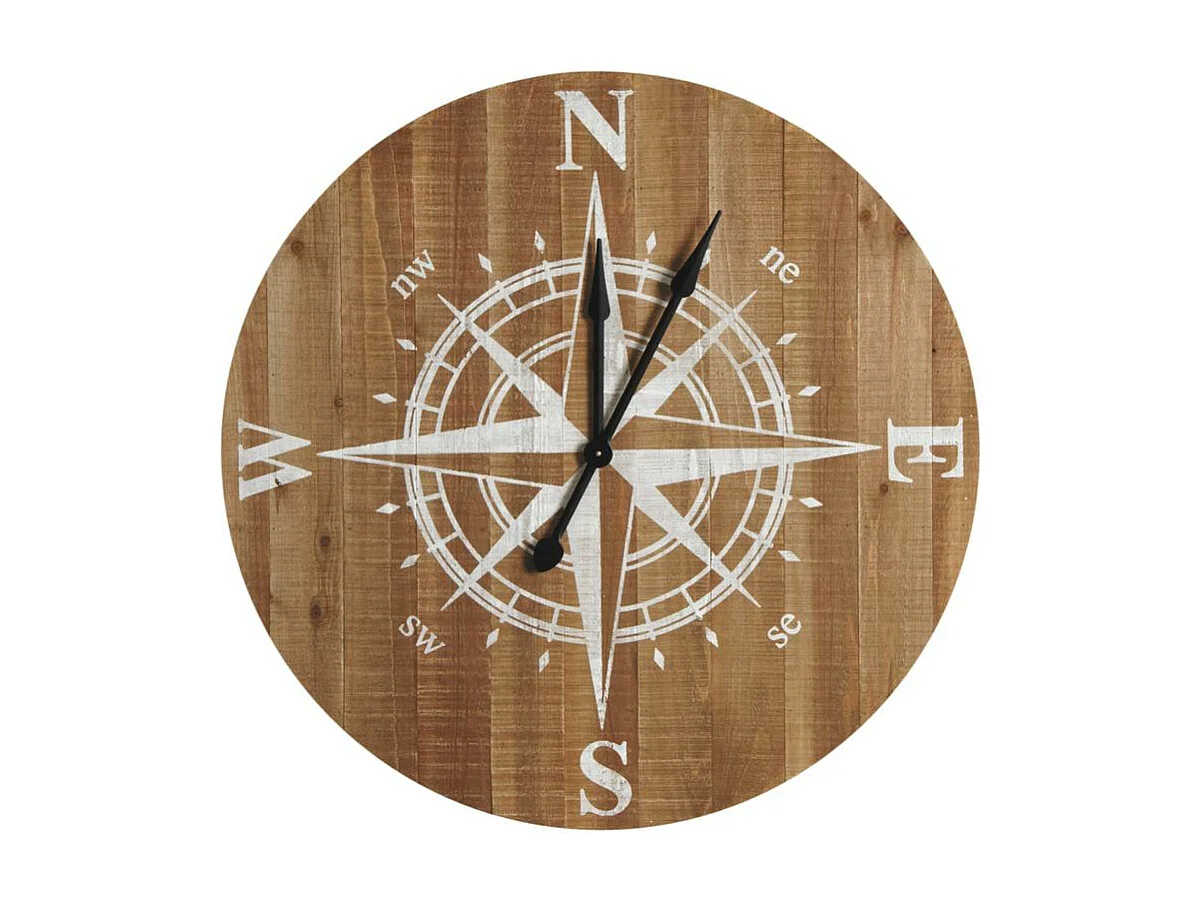 Horloge boussole en bois