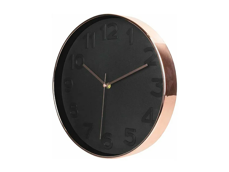 Horloge Ronde 30.5cm Noire Cuivree Noir, Cuivre