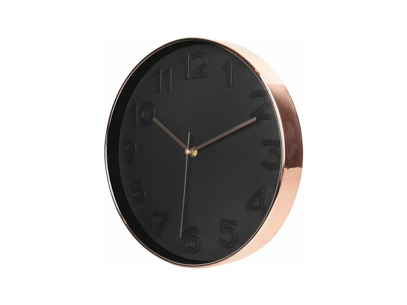 Horloge Ronde 30.5cm Noire Cuivree Noir, Cuivre