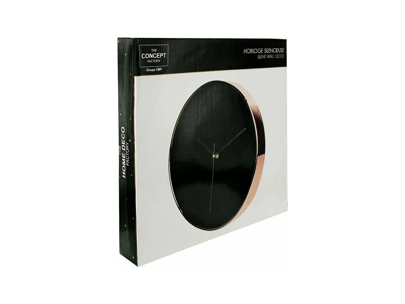 Horloge Ronde 30.5cm Noire Cuivree Noir, Cuivre