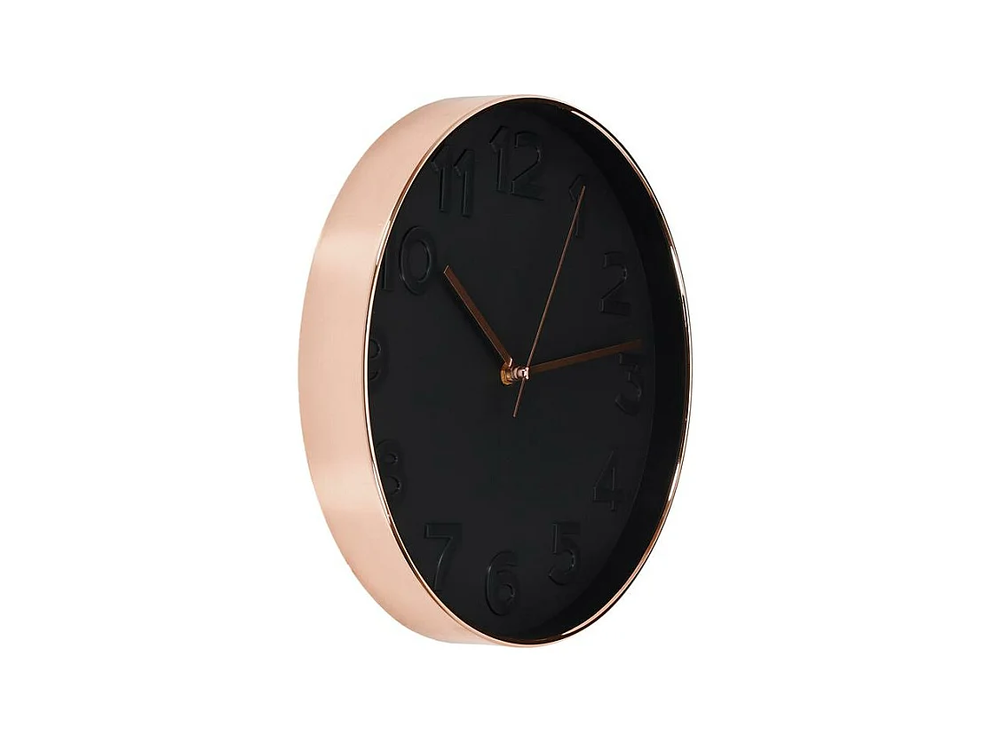 Horloge Ronde 30.5cm Noire Cuivree Noir, Cuivre