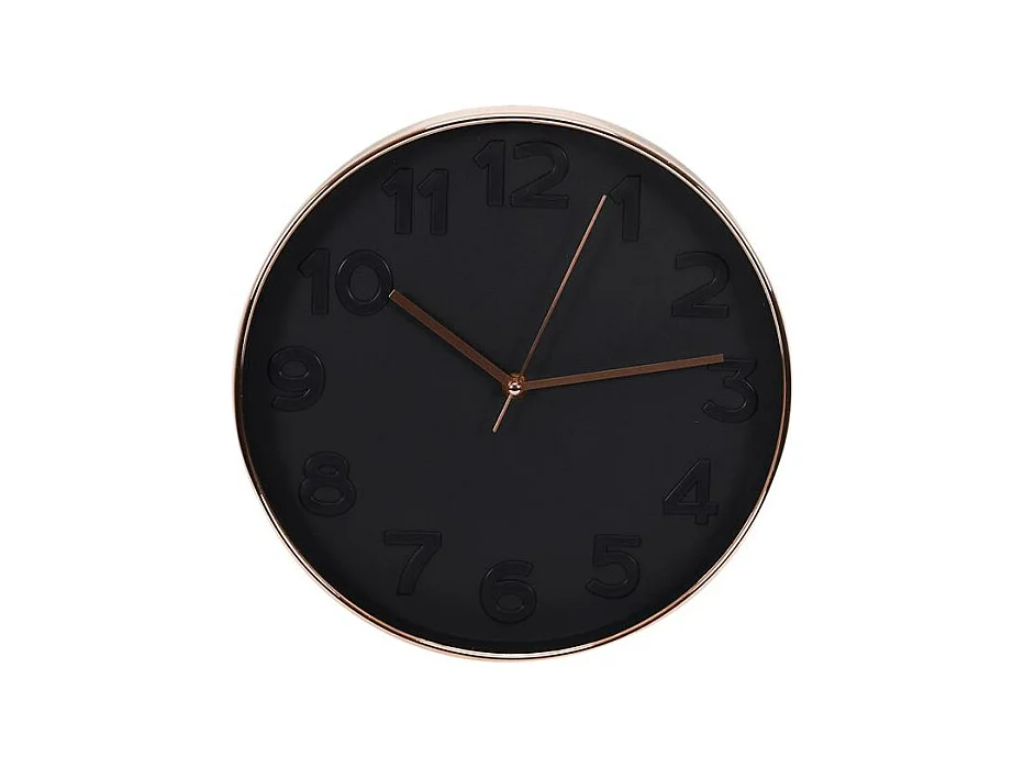 Horloge Ronde 30.5cm Noire Cuivree Noir, Cuivre