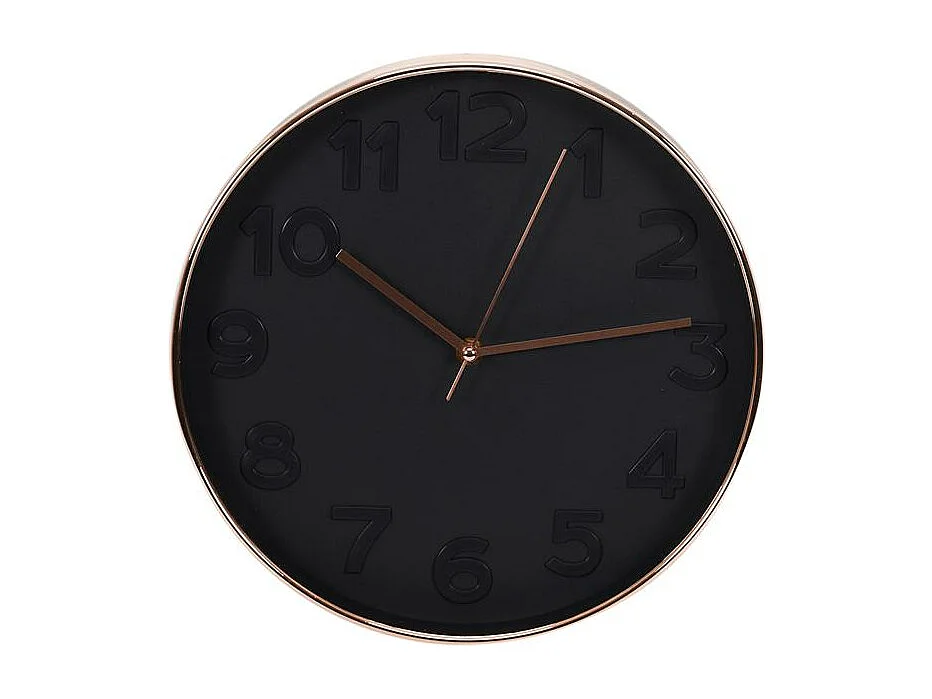 Runde kupferfarbene schwarze Wanduhr 30,5 cm