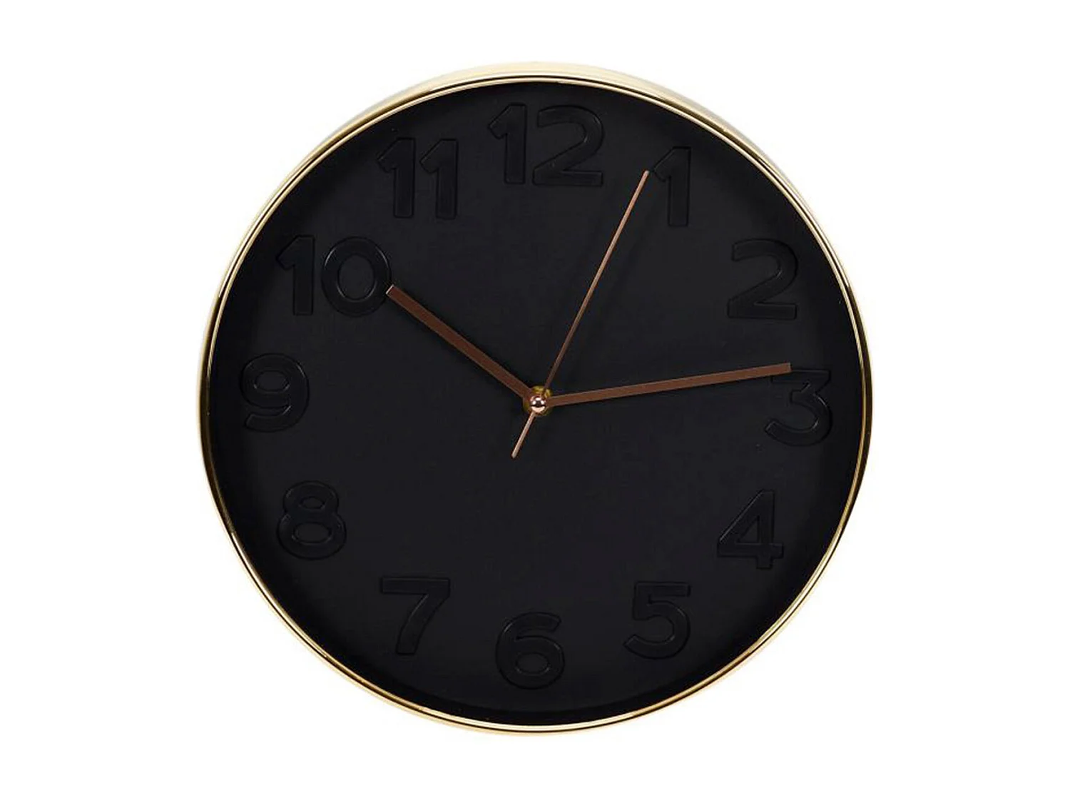 Horloge Ronde 30.5cm Noire Cuivree Noir, Cuivre