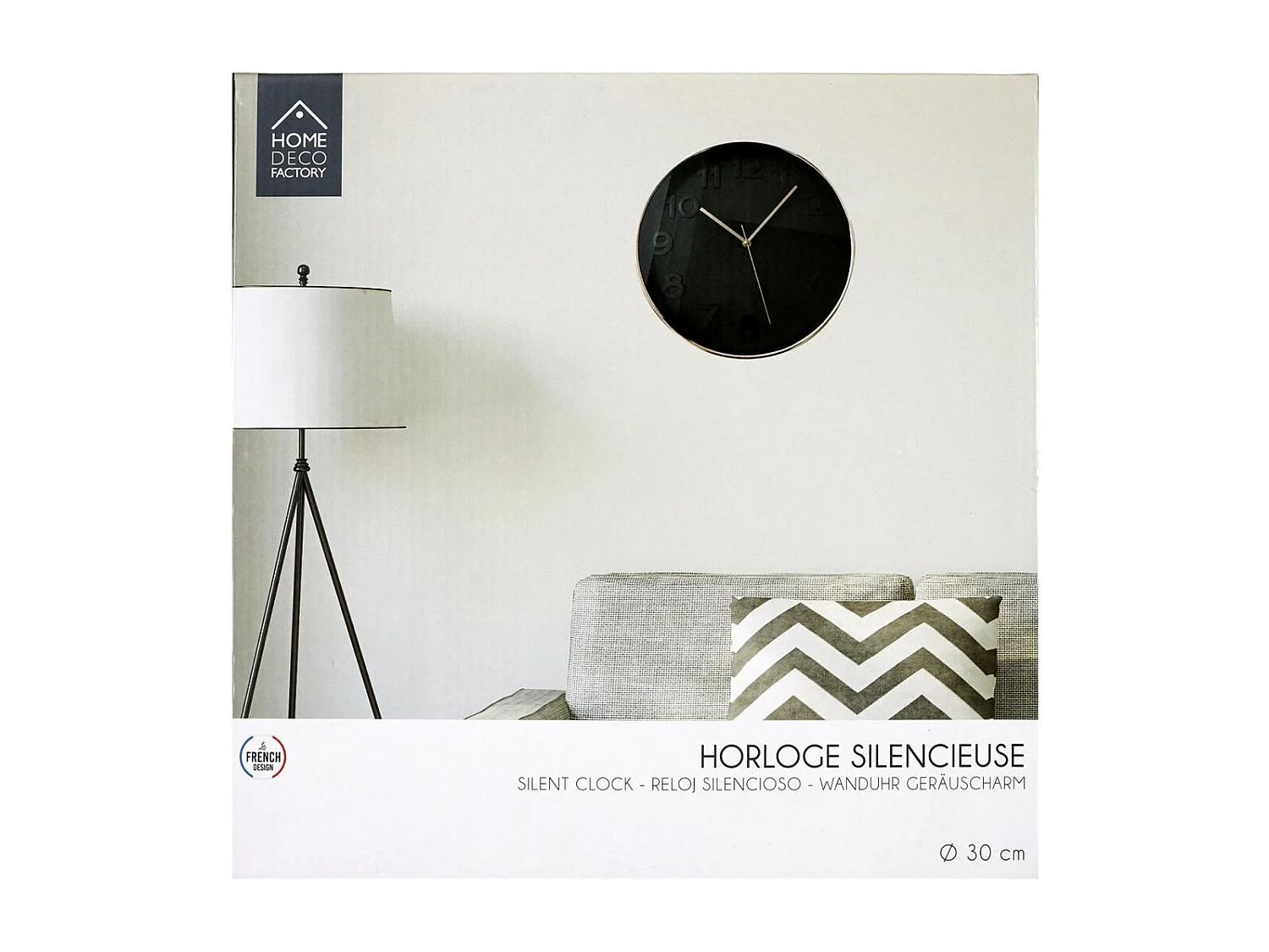 Horloge Ronde 30.5cm Noire Cuivree Noir, Cuivre