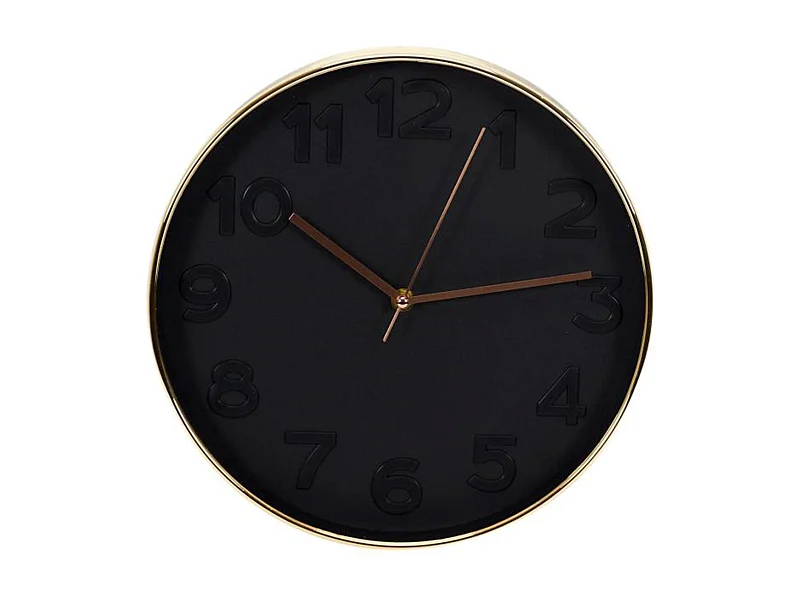 Horloge Ronde 30.5cm Noire Cuivree Noir, Cuivre