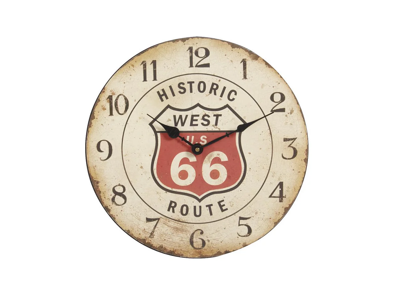 Pendule en bois vieilli Route 66