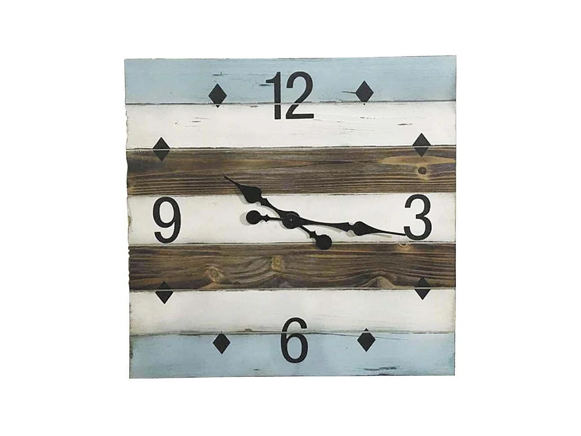 Horloge en bois carrée bord de mer