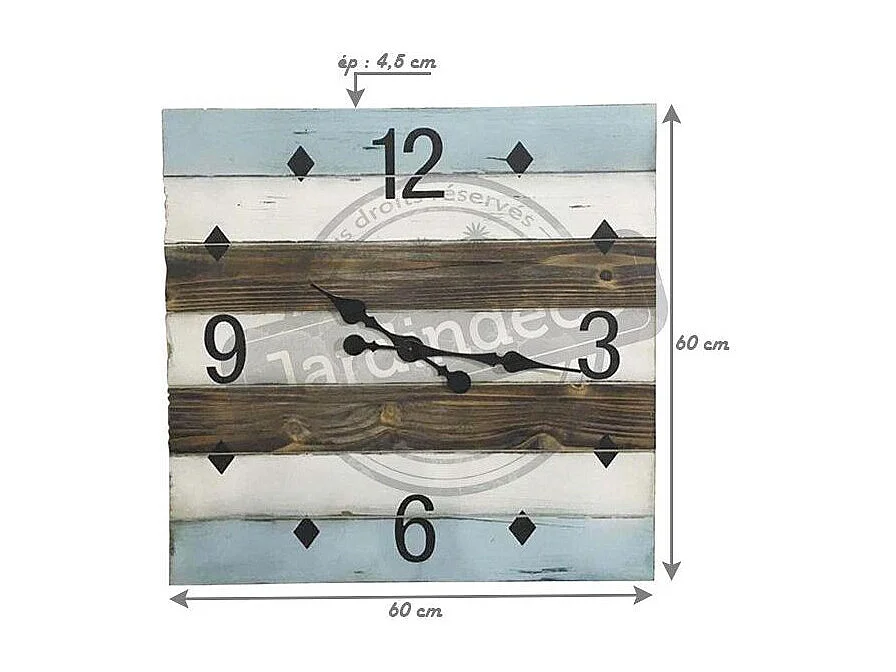 Horloge en bois carrée bord de mer