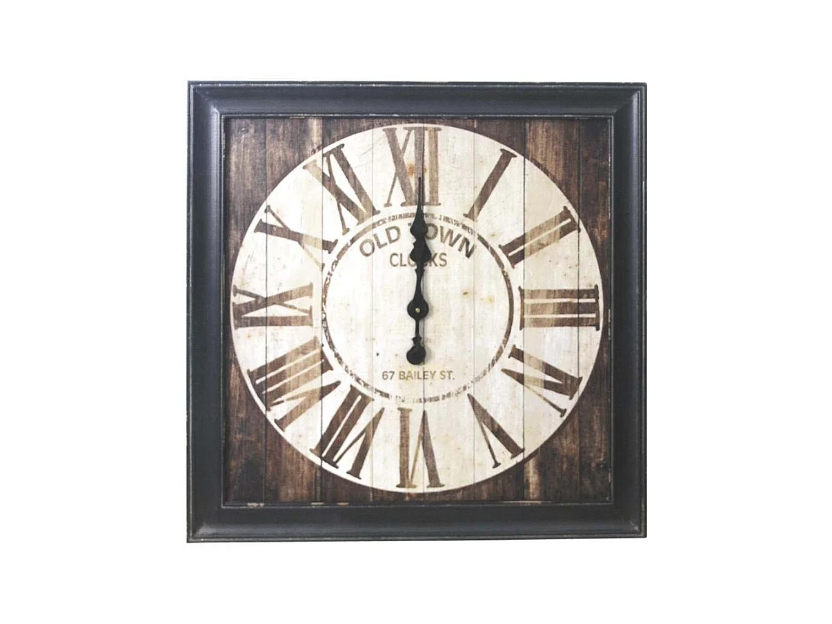 Horloge carrée en bois vintage