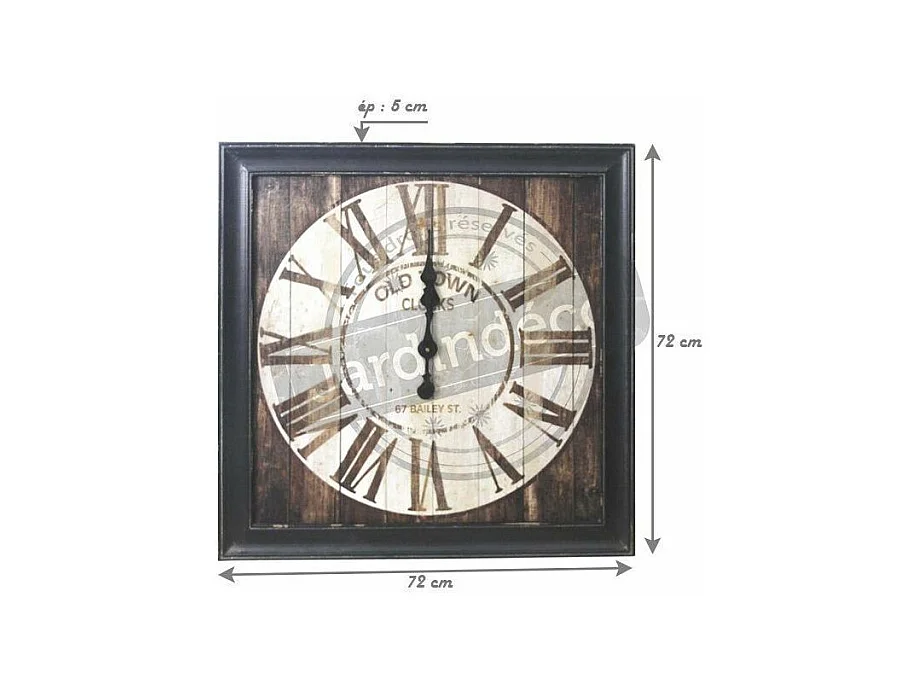 Horloge carrée en bois vintage