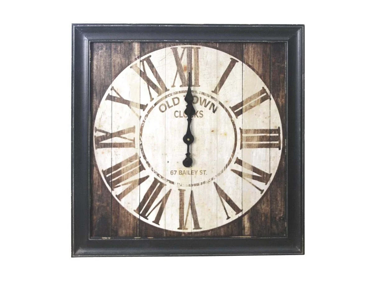 Reloj cuadrado de madera vintage