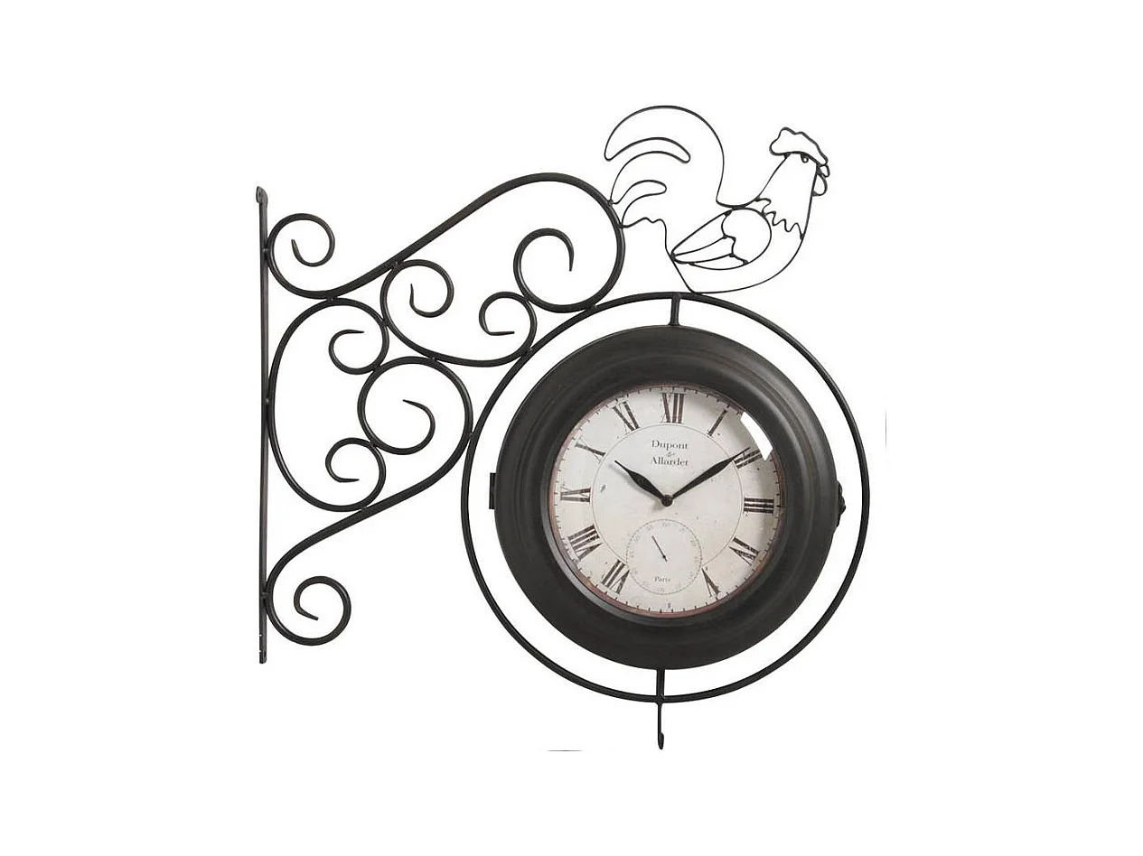 Horloge murale coq double face