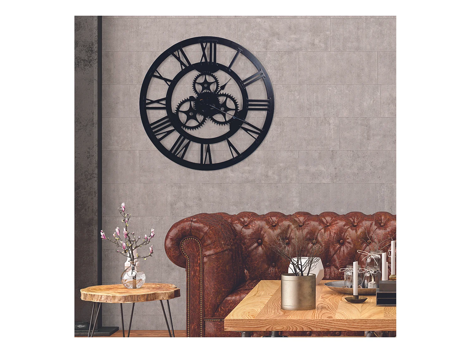 Horloge Engrenage 70cm Noir
