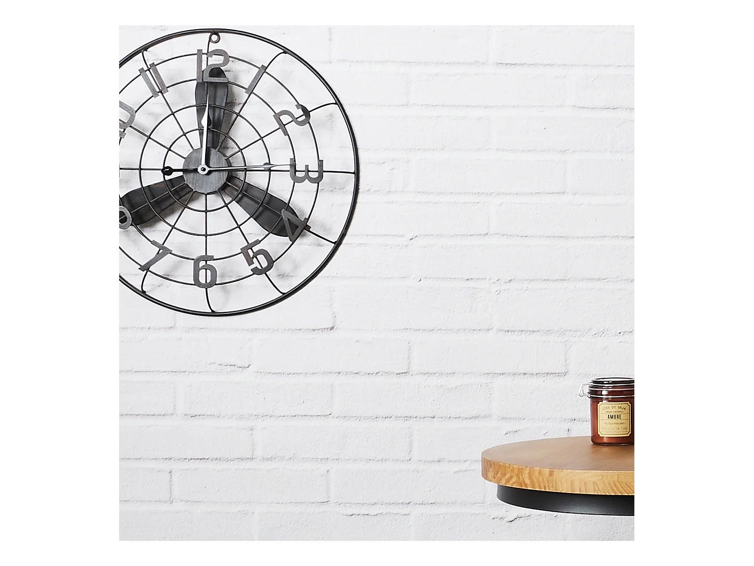 Horloge Indus D50cm Noir, Marron