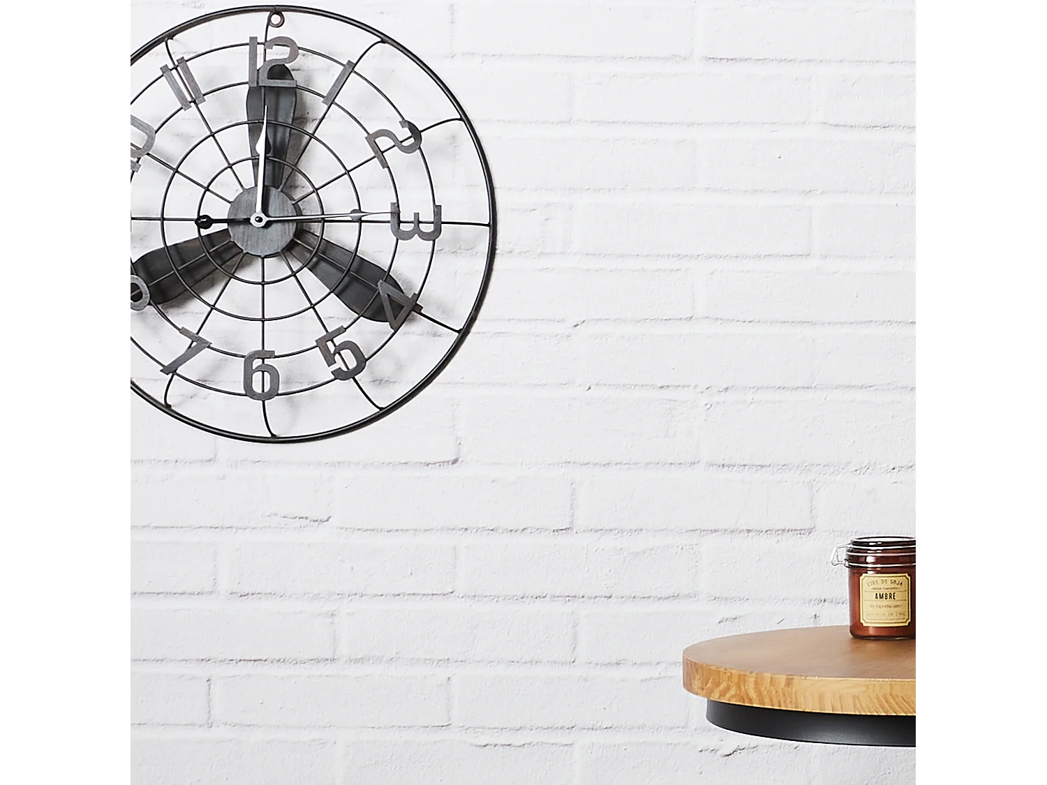 Horloge Indus D50cm Noir, Marron