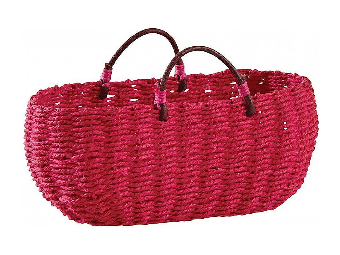 Cesta ovalada de junco fucsia