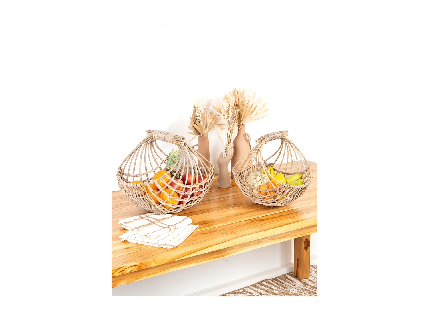 Panier arrondi ajouré en poelet gris 35 cm