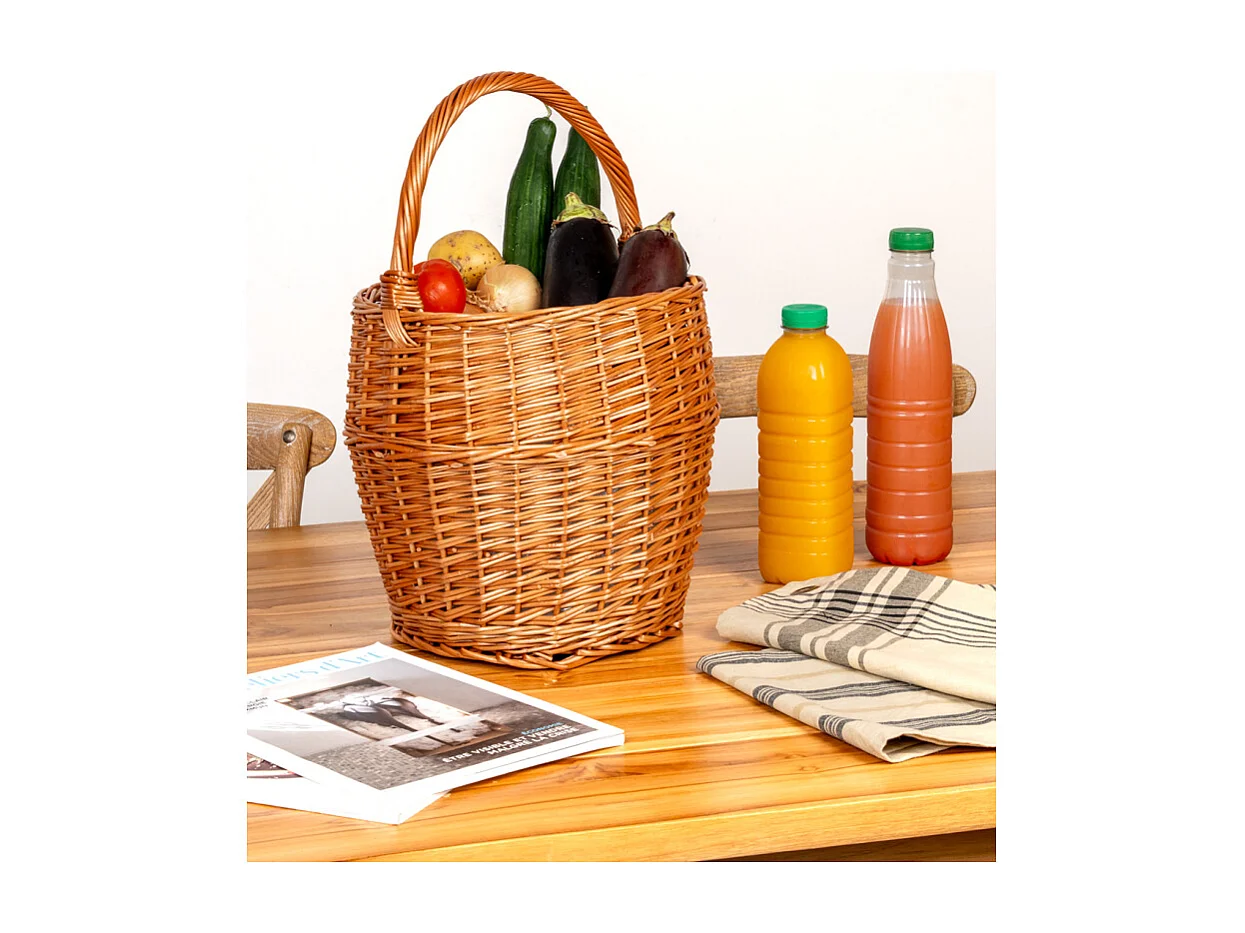 Cestino rotondo in vimini buff 30 cm