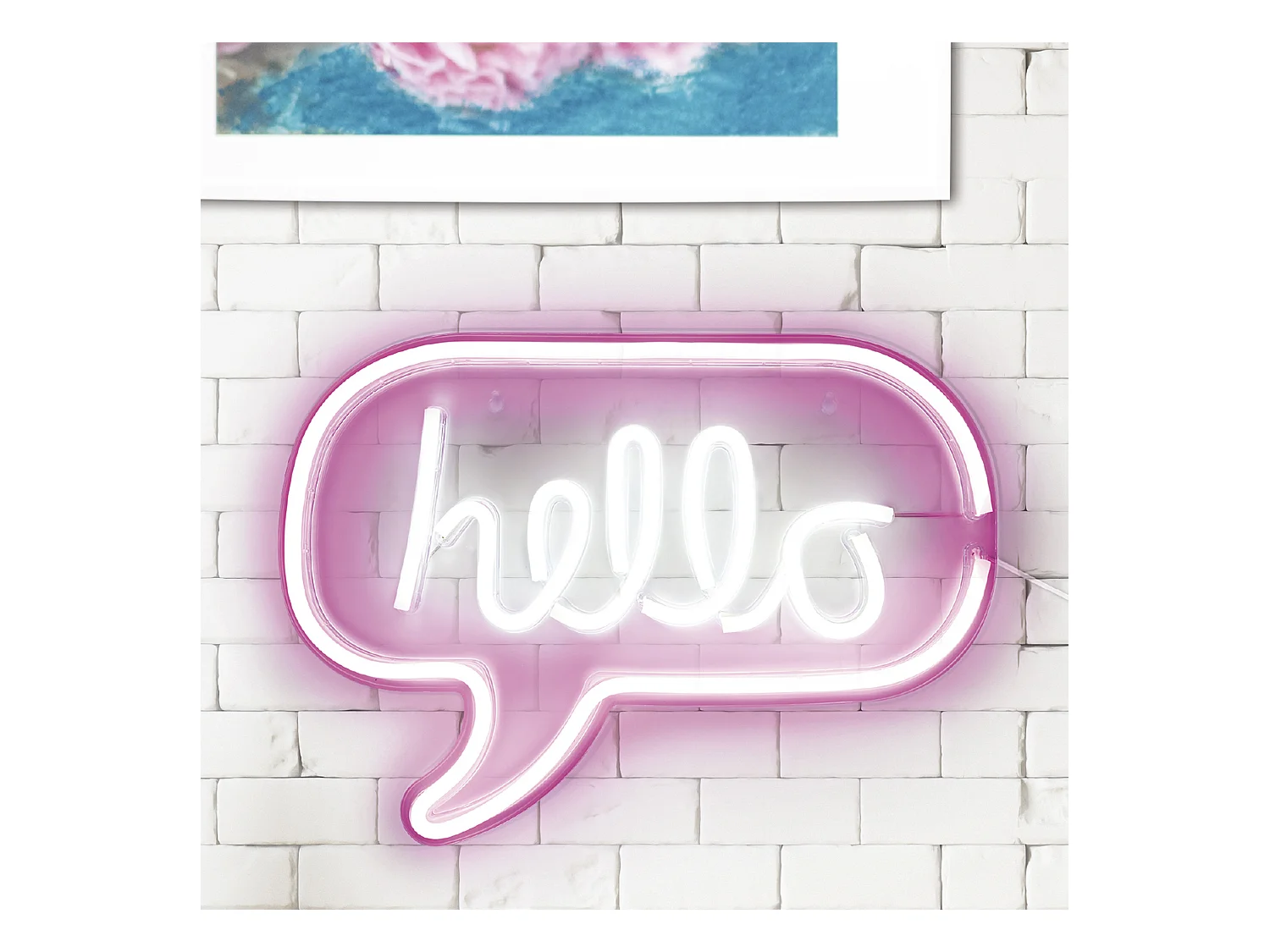 Lampe Neon Hello Acrylique Usb Blanc, Rose