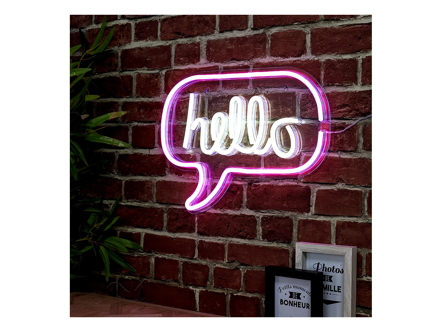 Lampe Neon Hello Acrylique Usb Blanc, Rose