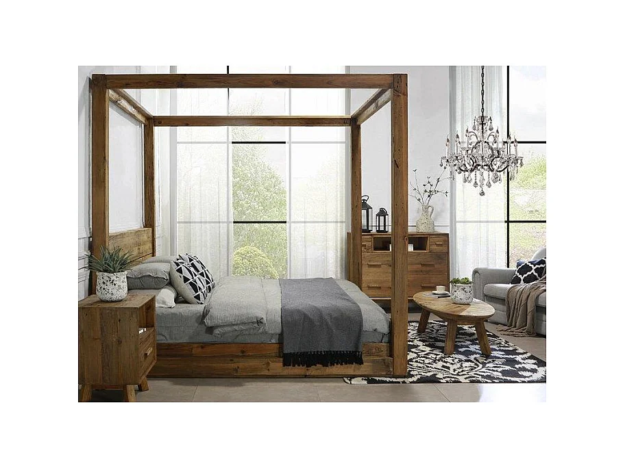 Table de nuit en pin recyclé REWOOD