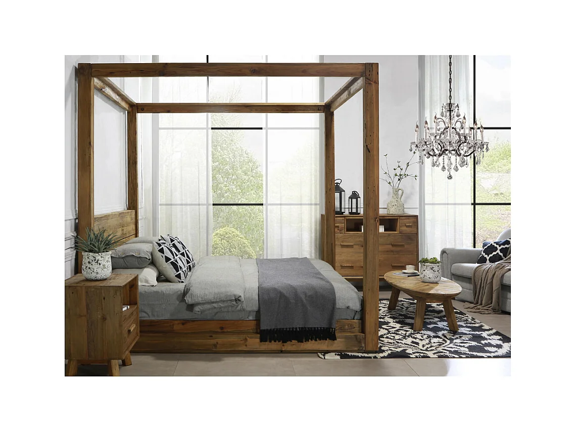 Table de nuit en pin recyclé REWOOD