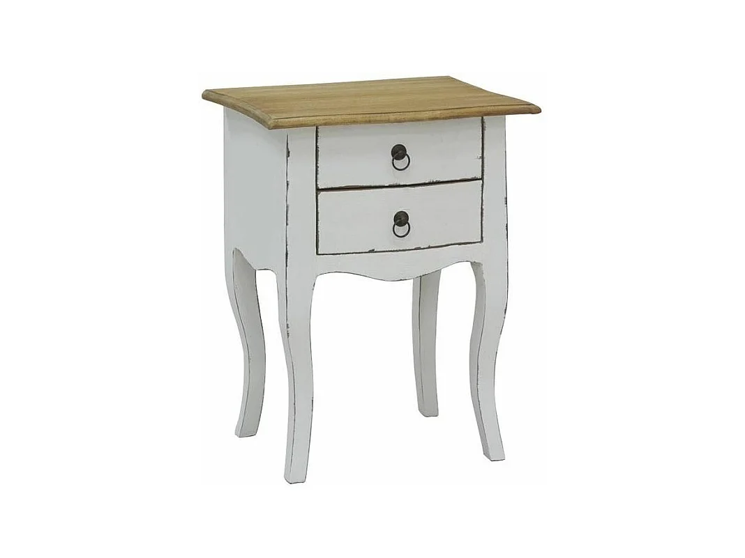 Table de nuit 2 tiroirs en bois blanc