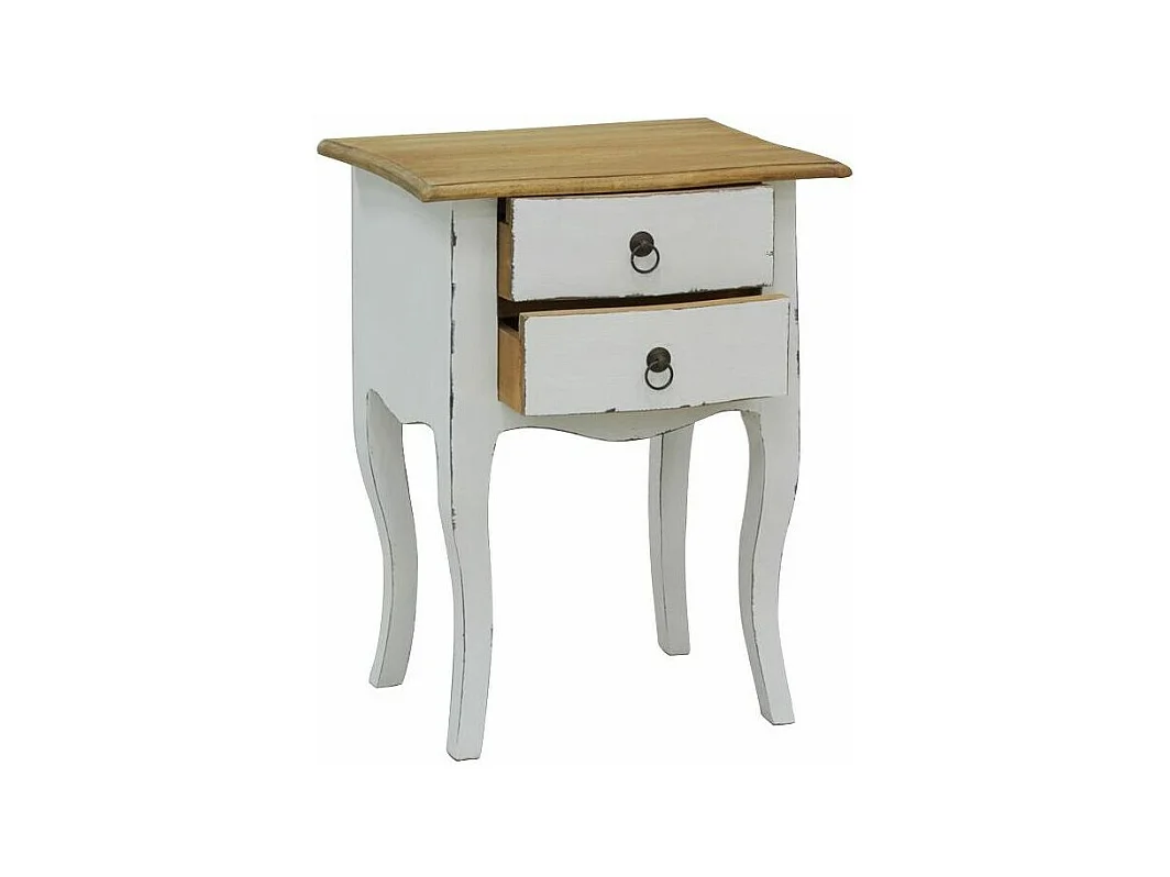 Table de nuit 2 tiroirs en bois blanc