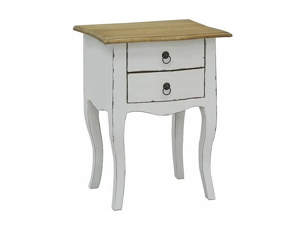 Table de nuit 2 tiroirs en bois blanc