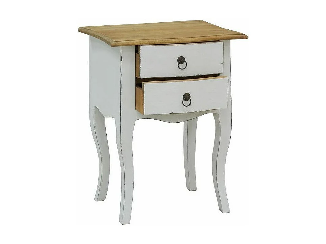 Table de nuit 2 tiroirs en bois blanc