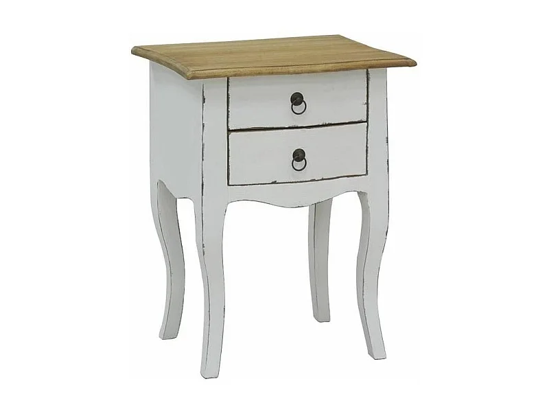 Table de nuit 2 tiroirs en bois blanc