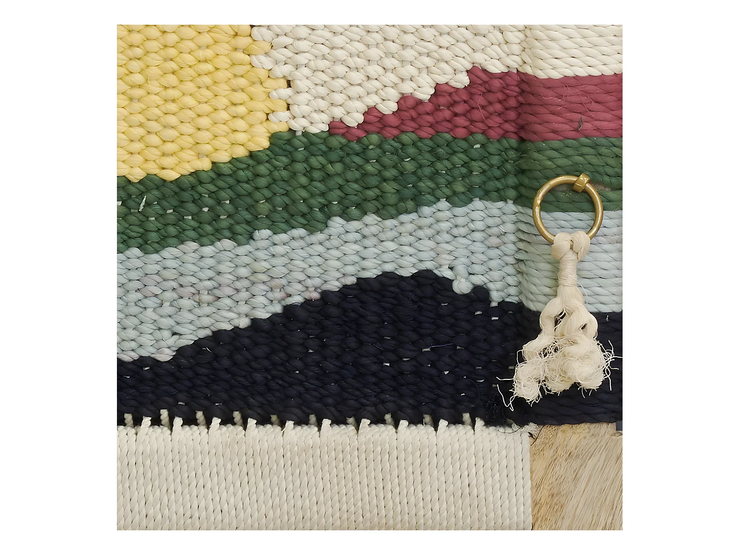 Chevet artisanal en manguier et coton tissé SUNSET