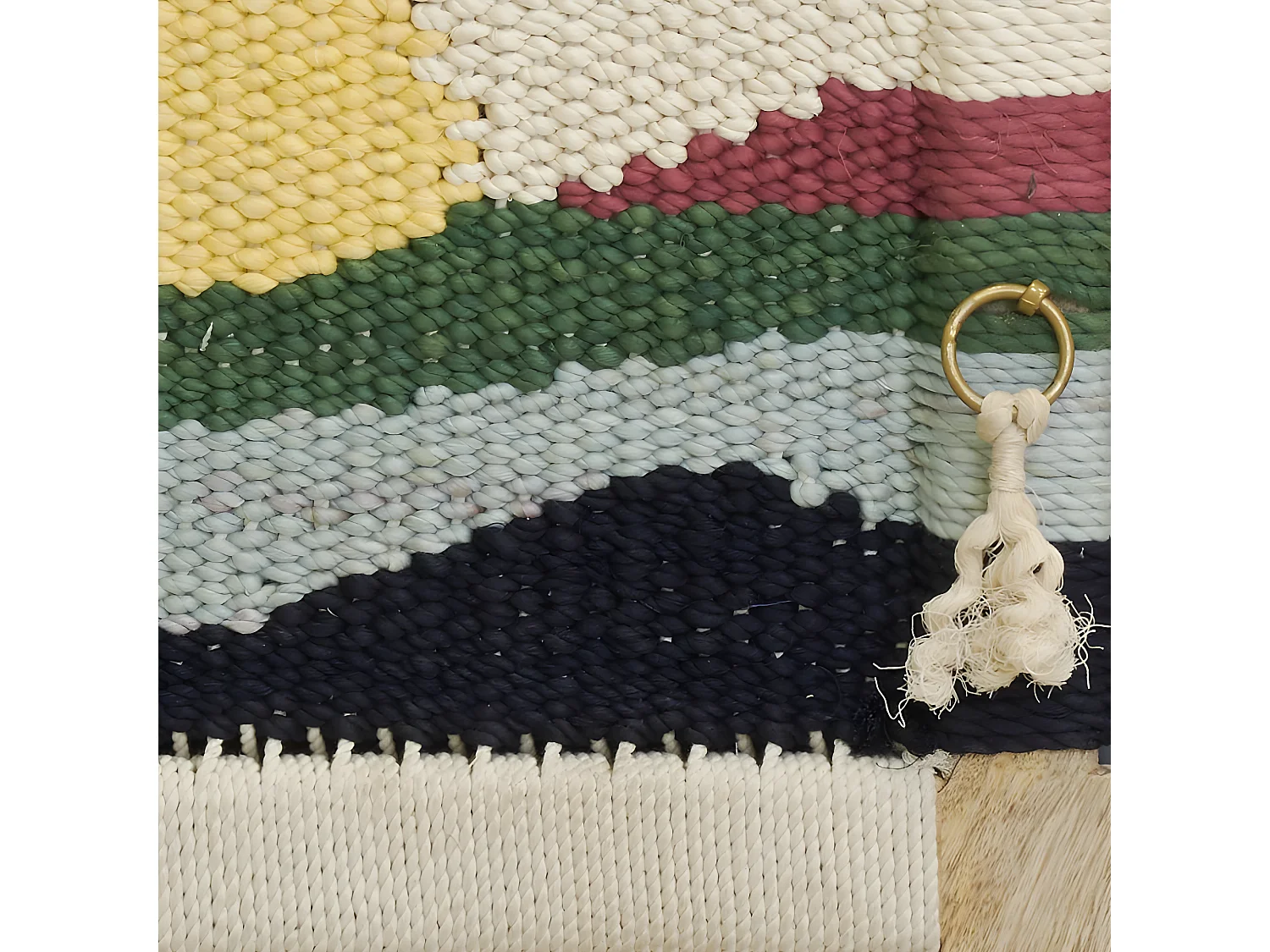 Chevet artisanal en manguier et coton tissé SUNSET