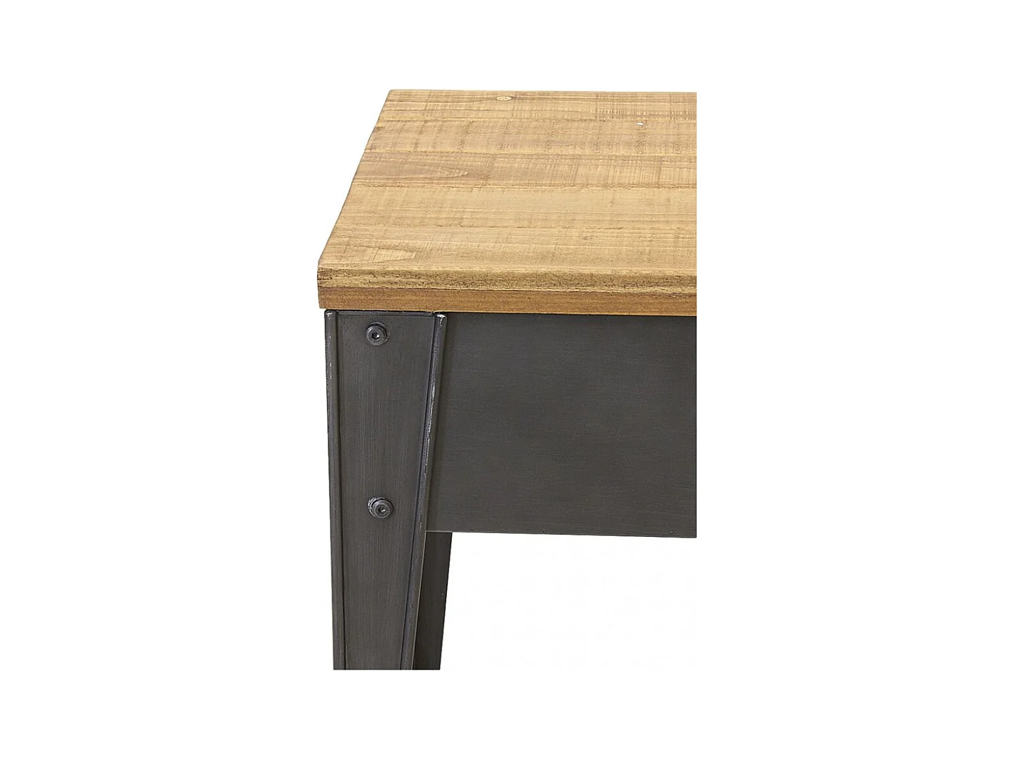 Table de nuit en métal et sapin