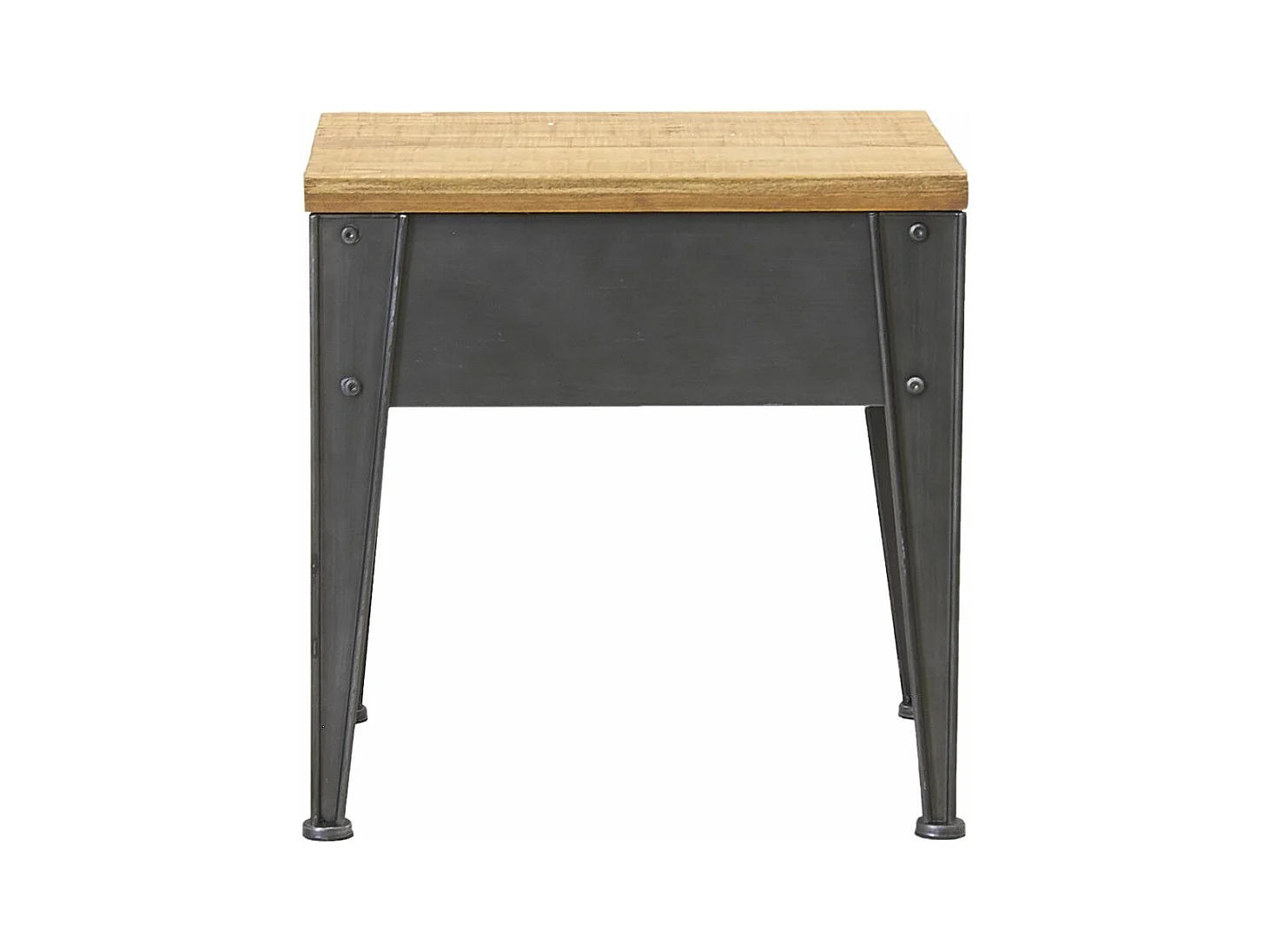 Table de nuit en métal et sapin