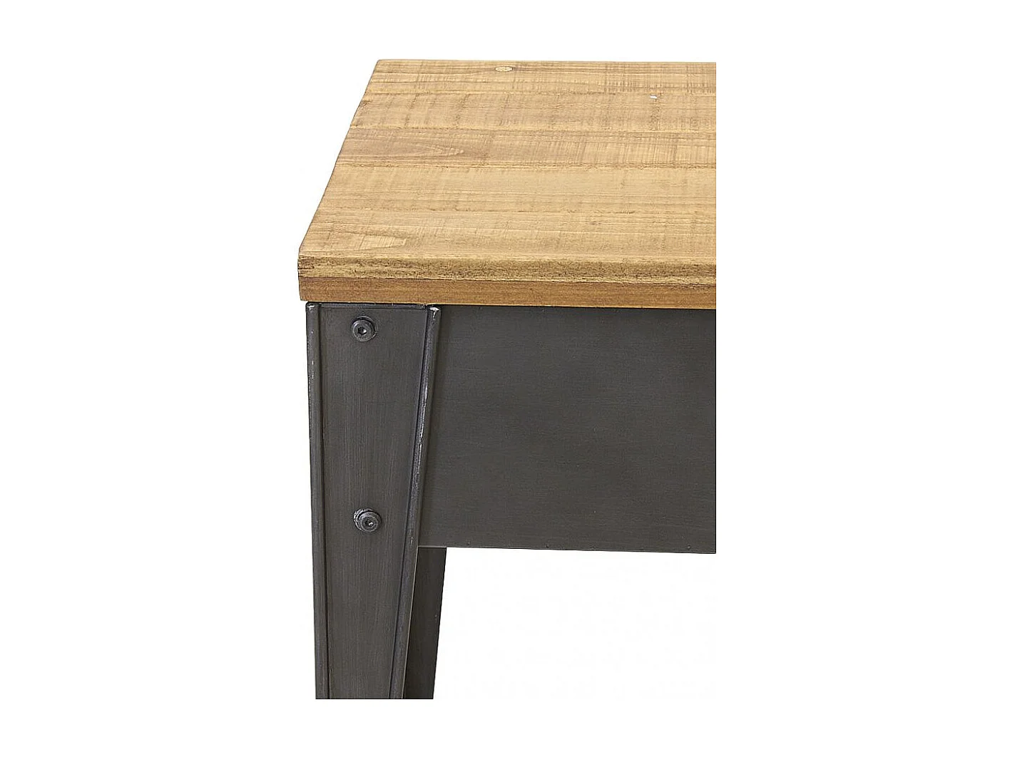 Table de nuit en métal et sapin