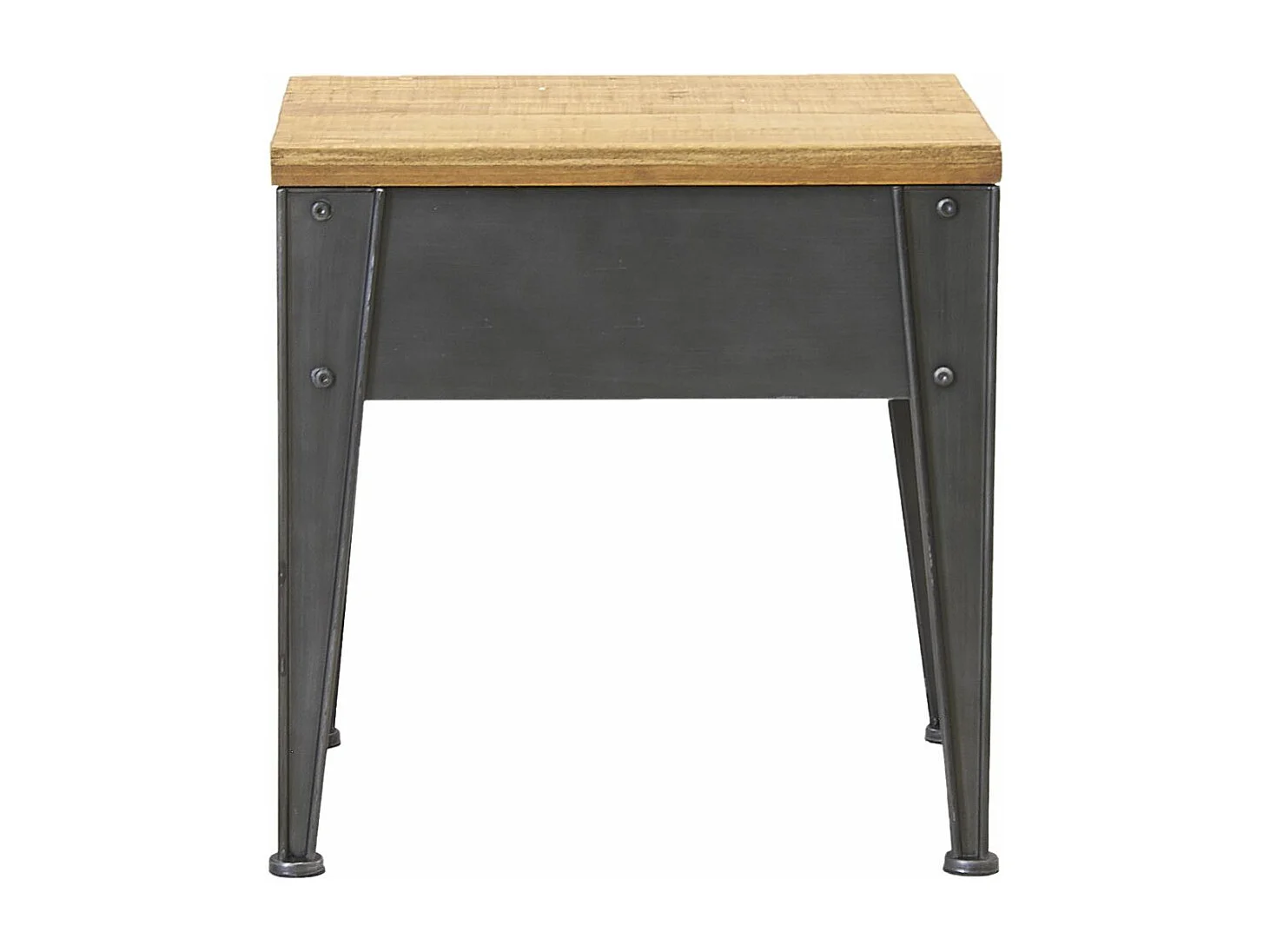 Table de nuit en métal et sapin