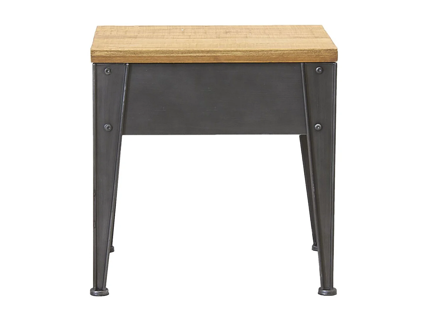 Table de nuit en métal et sapin