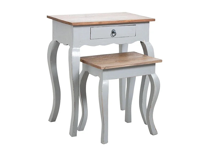 Tables gigognes en bois gris antique