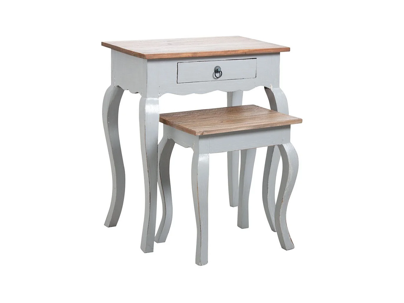Tables gigognes en bois gris antique