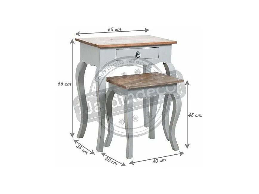 Tables gigognes en bois gris antique