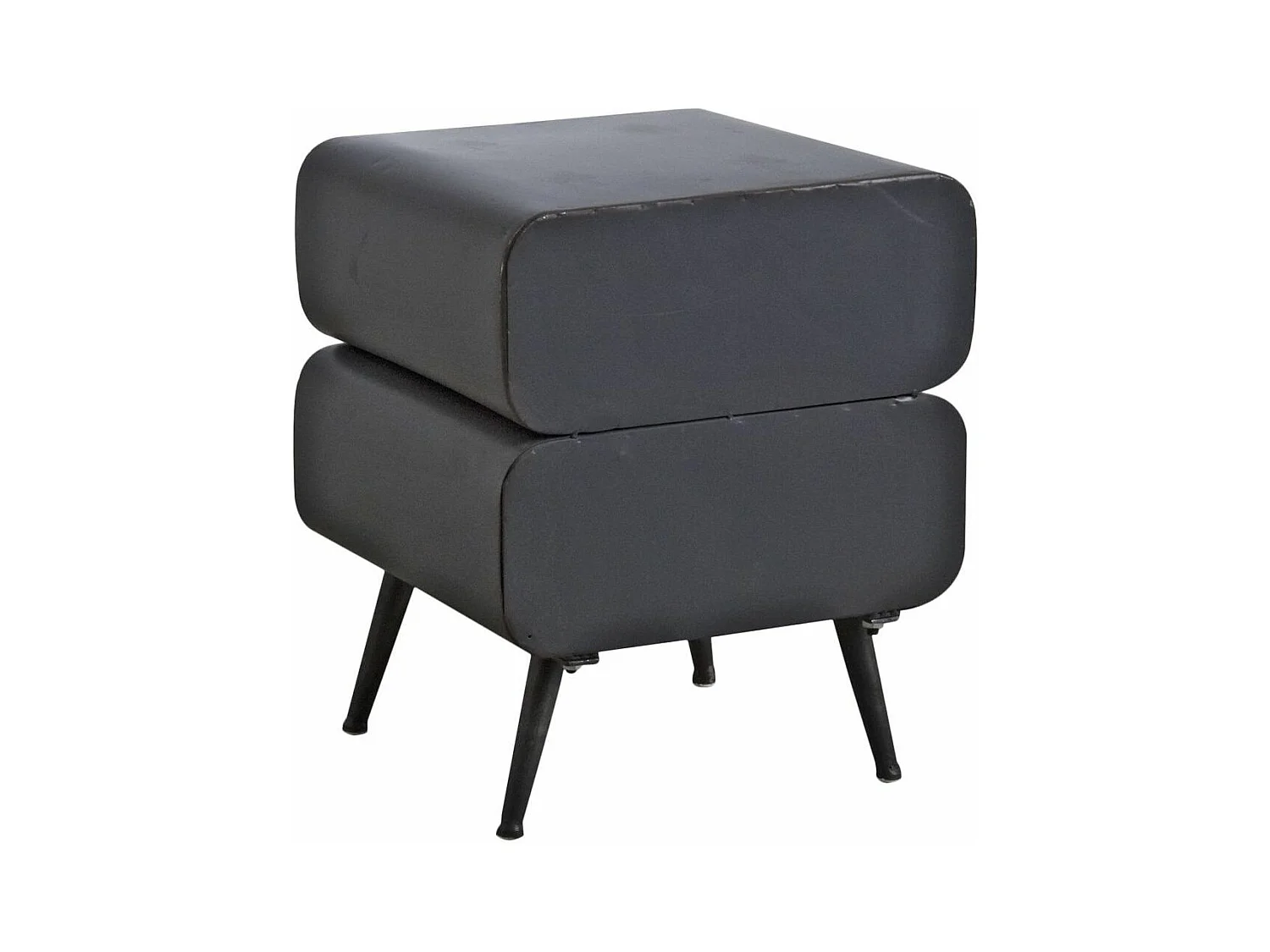 Table de nuit en métal et tiroirs bois