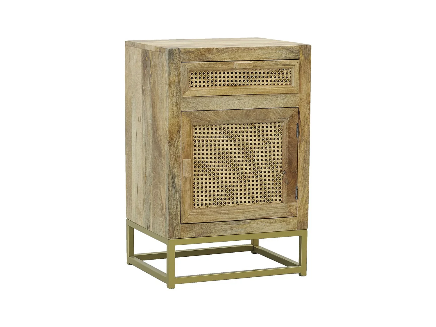 Table de nuit en manguier et cannage